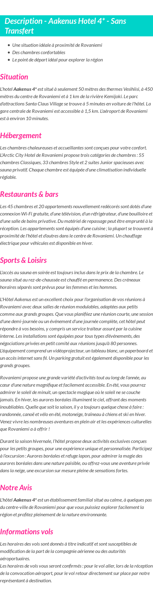 Détails du séjour