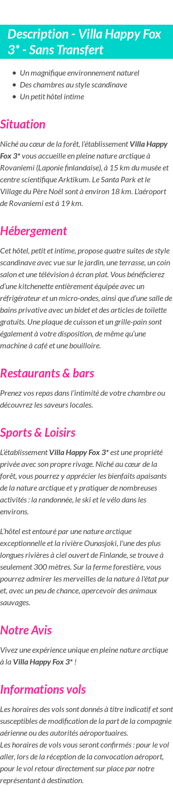 Détails du séjour