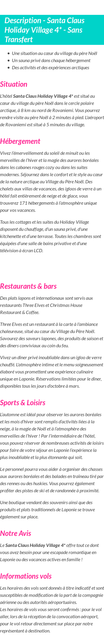 Détails du séjour
