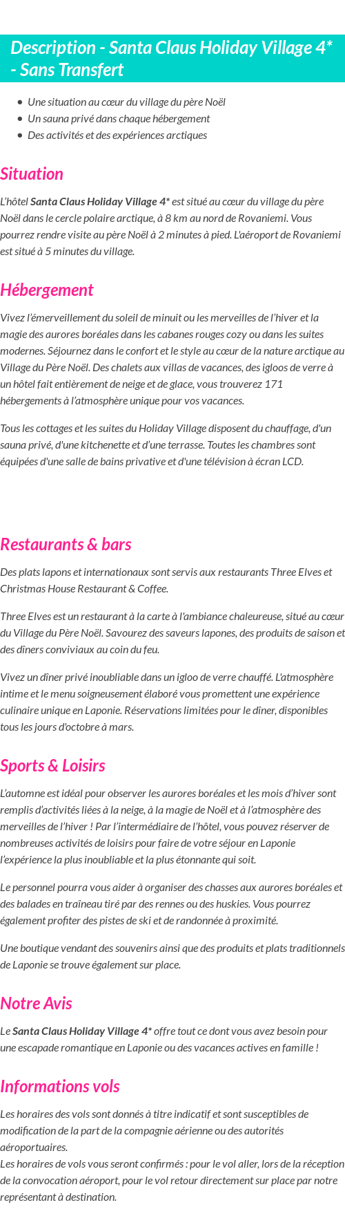 Détails du séjour