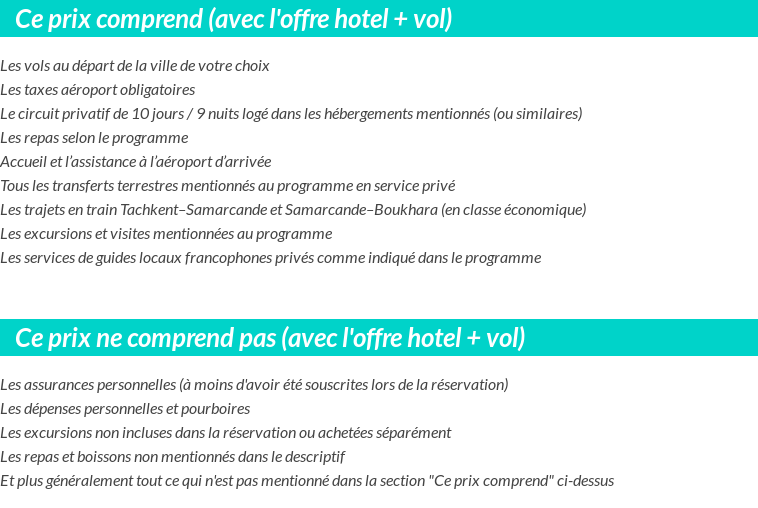 Conditions tarifaires