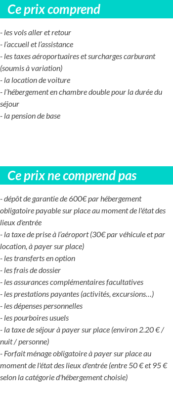 Conditions tarifaires