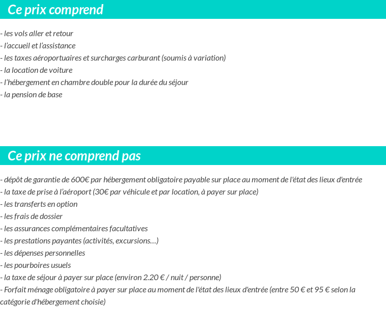 Conditions tarifaires