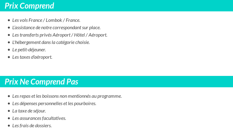 Conditions tarifaires