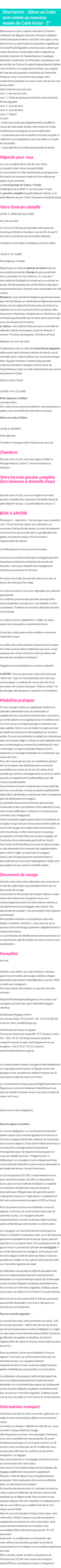 Détails du séjour