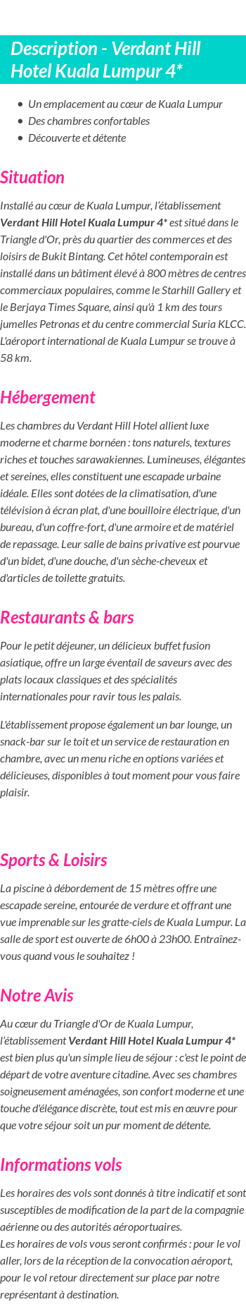 Détails du séjour