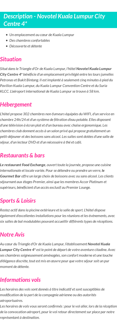 Détails du séjour