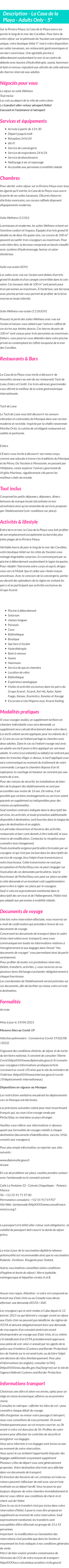 Détails du séjour