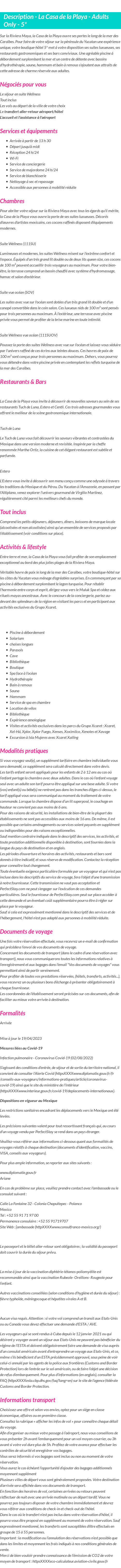 Détails du séjour