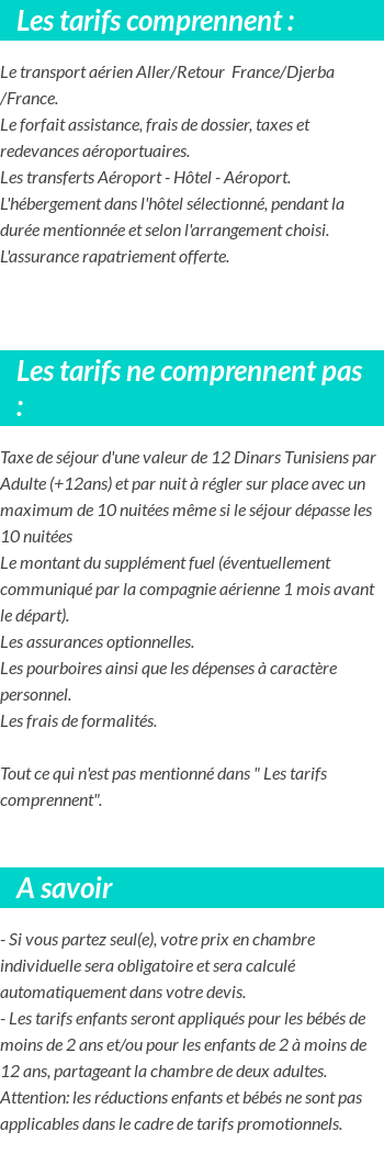Conditions tarifaires