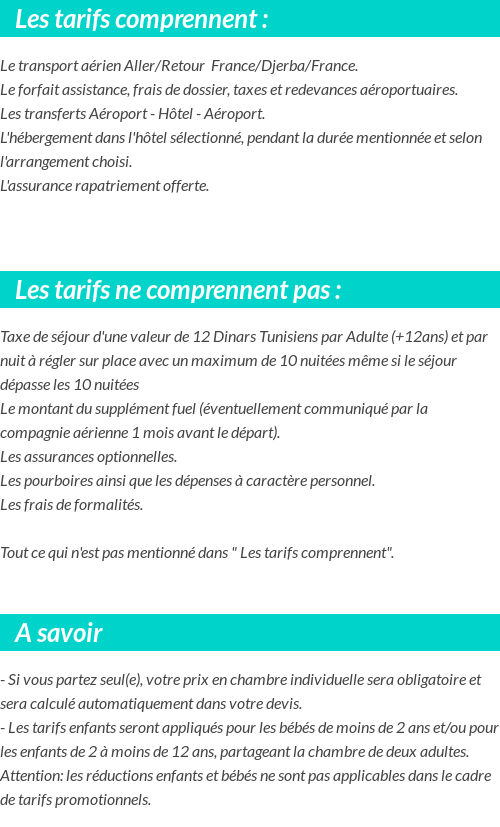 Conditions tarifaires