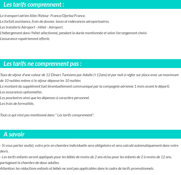 Conditions tarifaires