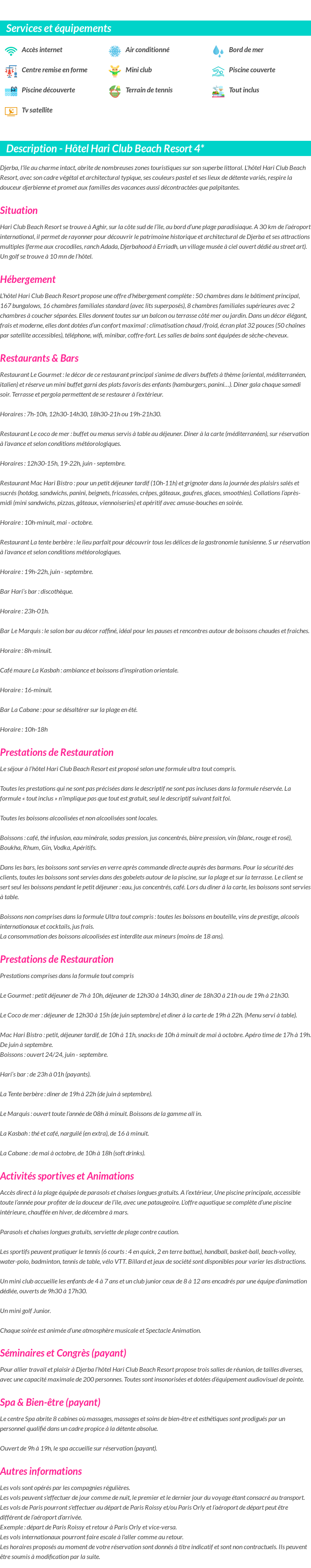 Détails du séjour