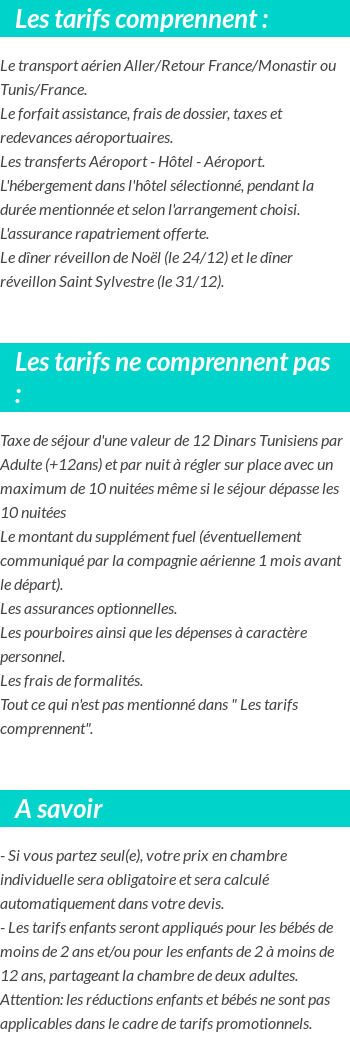 Conditions tarifaires