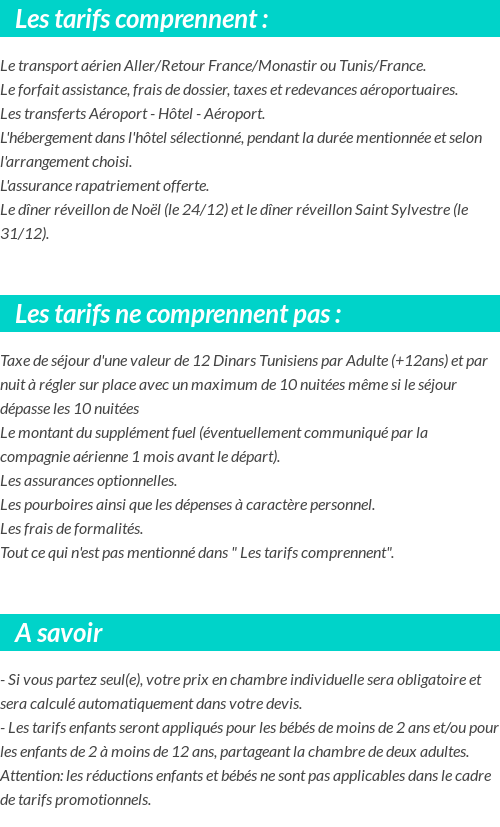 Conditions tarifaires