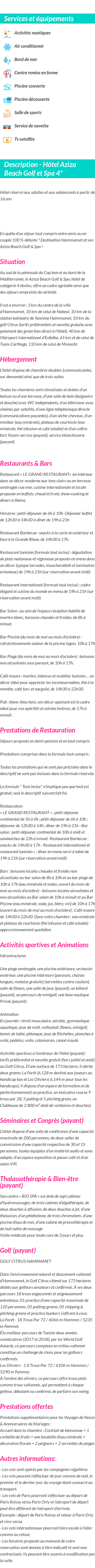 Détails du séjour