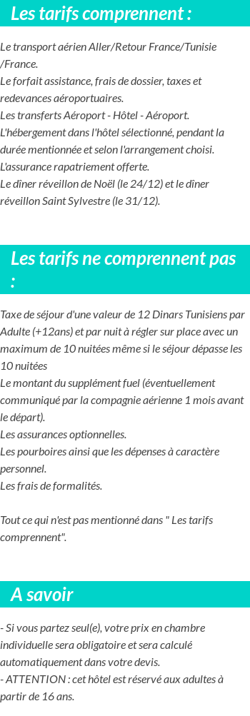Conditions tarifaires