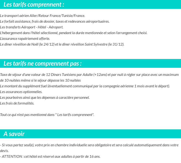 Conditions tarifaires