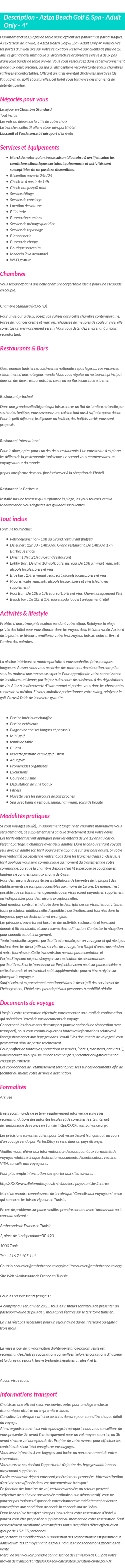 Détails du séjour