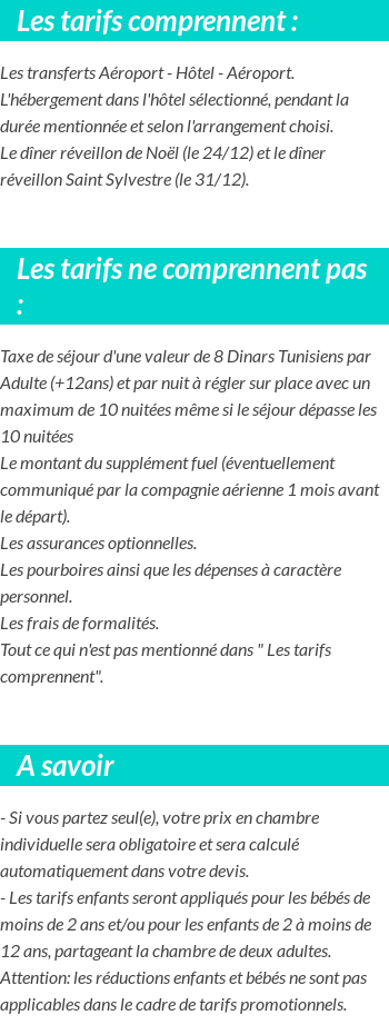 Conditions tarifaires
