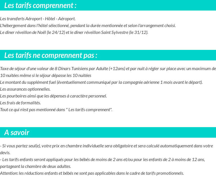 Conditions tarifaires