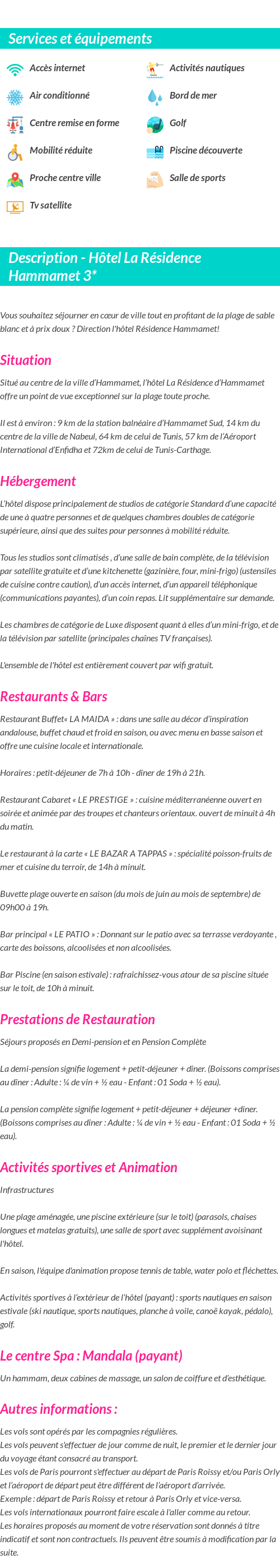 Détails du séjour