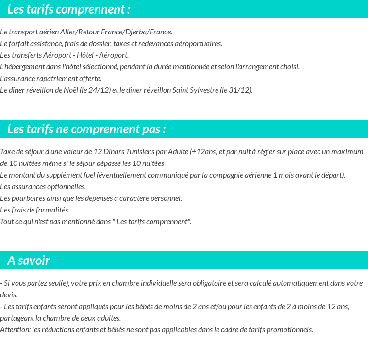 Conditions tarifaires