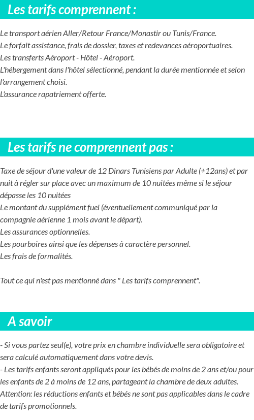 Conditions tarifaires