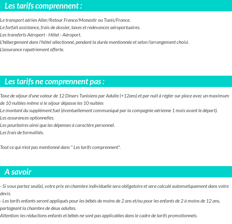 Conditions tarifaires
