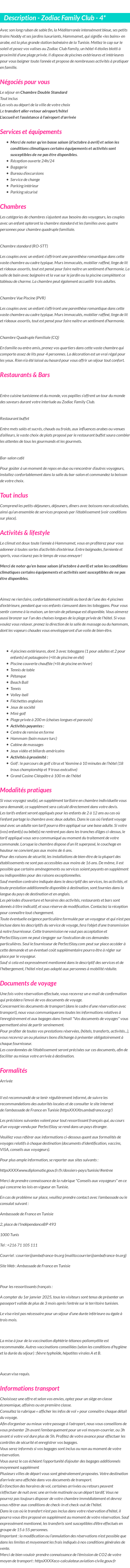 Détails du séjour