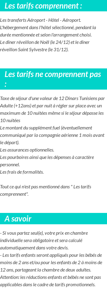 Conditions tarifaires