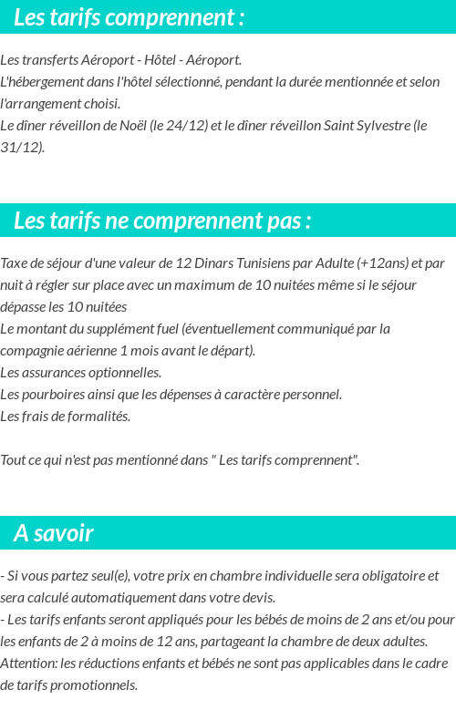 Conditions tarifaires