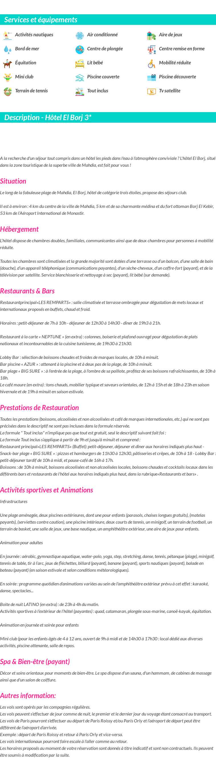 Détails du séjour