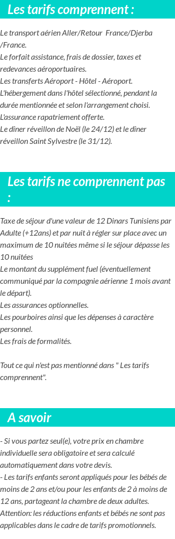 Conditions tarifaires