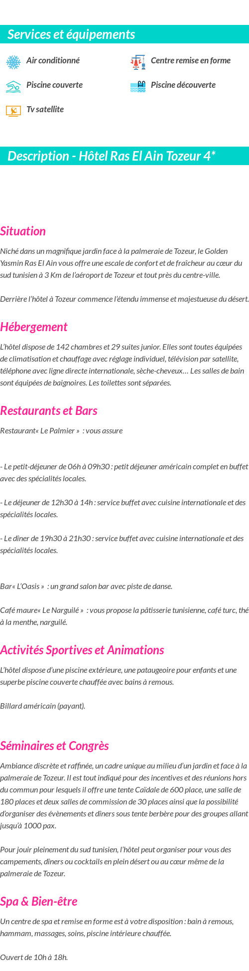Détails du séjour