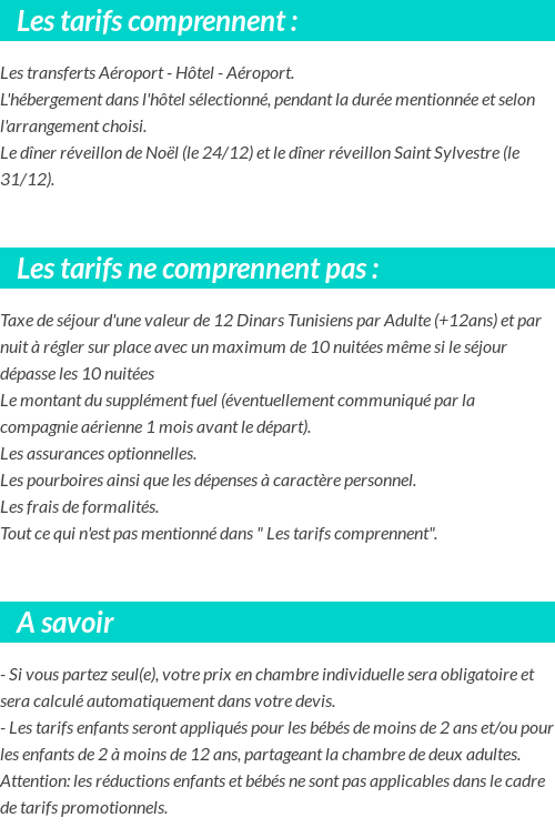 Conditions tarifaires