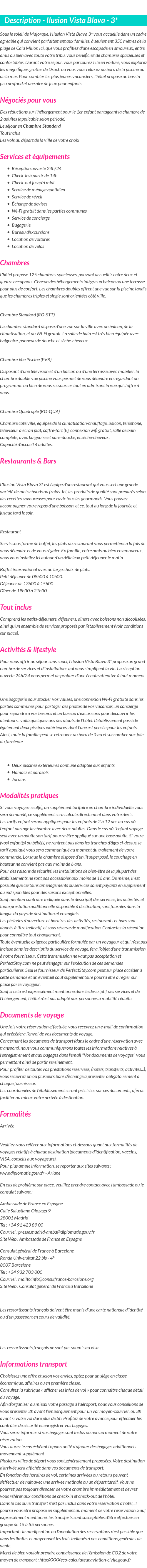 Détails du séjour