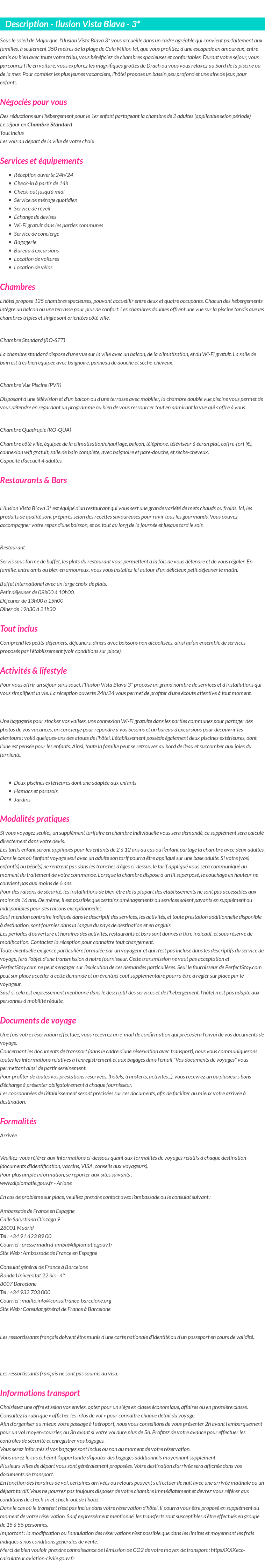 Détails du séjour