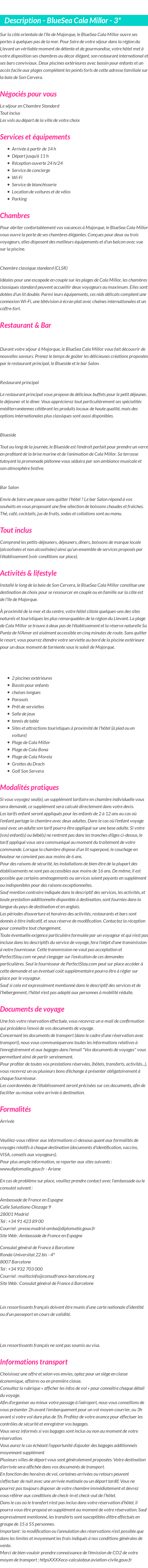Détails du séjour