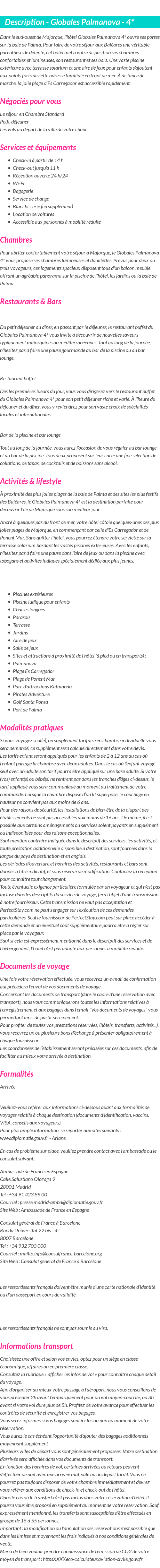 Détails du séjour