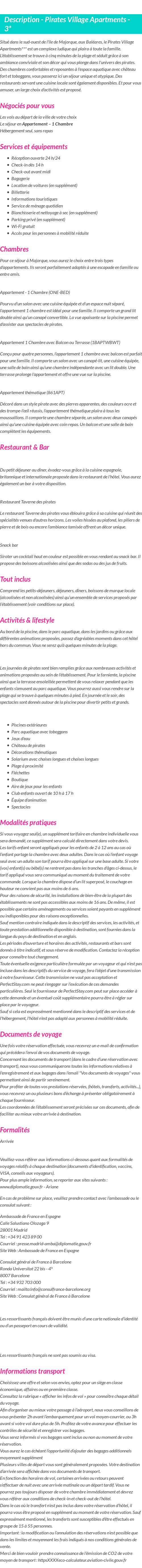 Détails du séjour