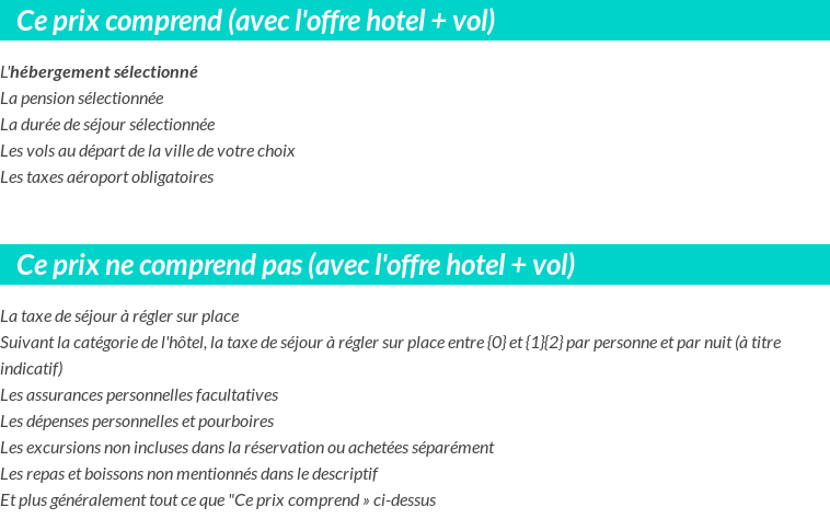 Conditions tarifaires