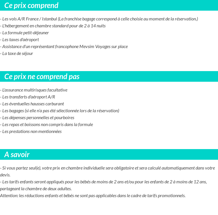 Conditions tarifaires