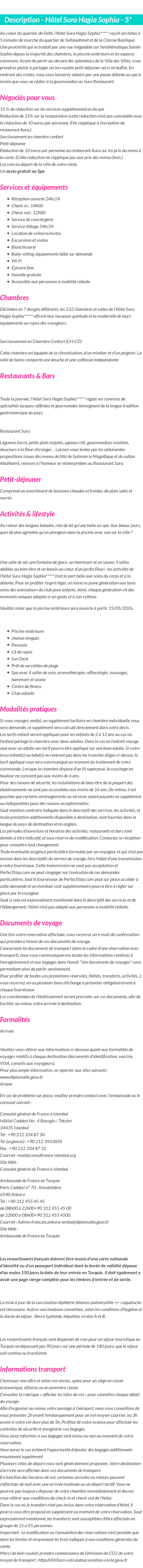 Détails du séjour