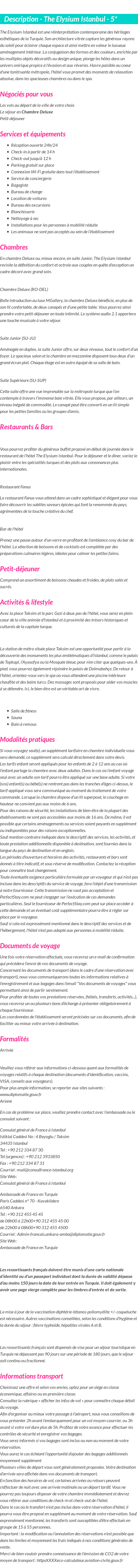 Détails du séjour