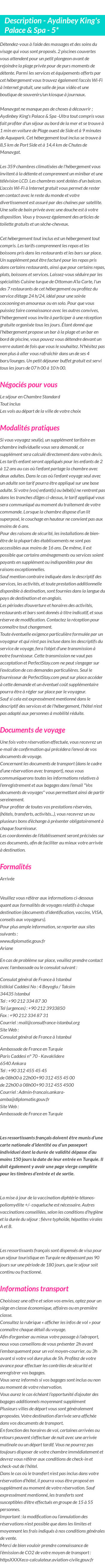 Détails du séjour