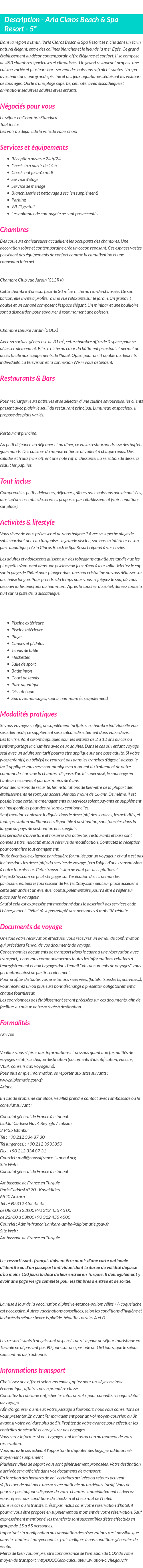 Détails du séjour