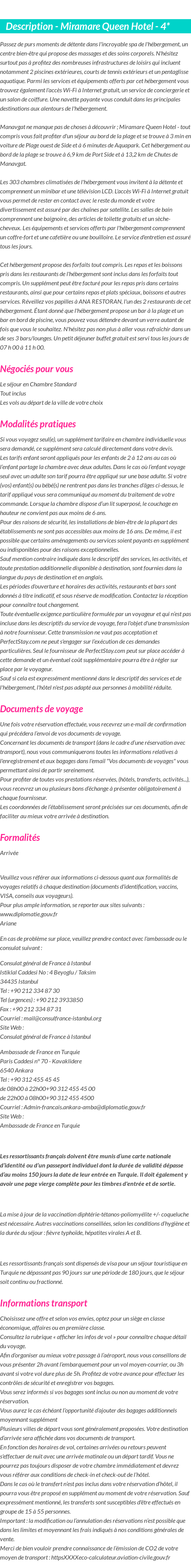 Détails du séjour