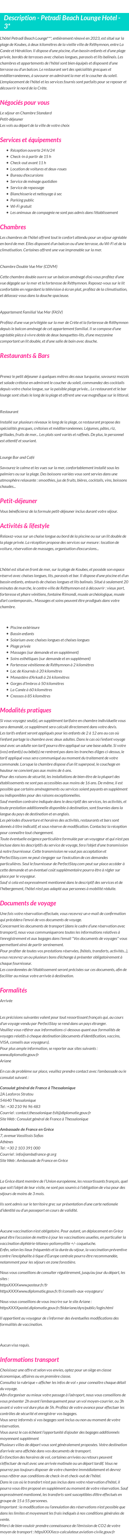 Détails du séjour