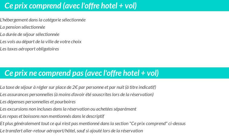 Conditions tarifaires